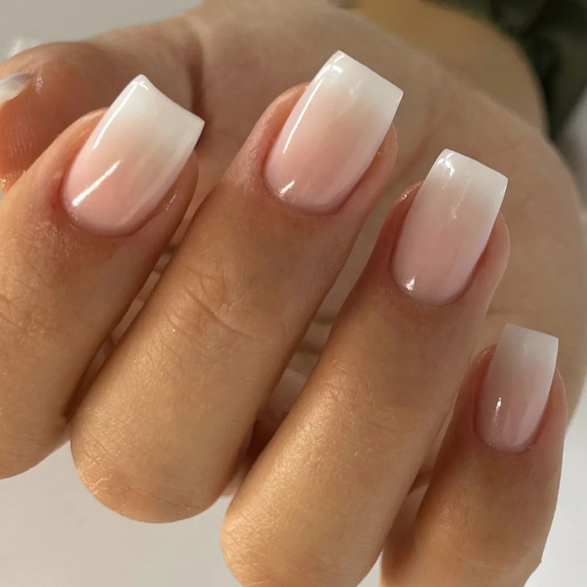 Blush French Glow – 24pcs Press-On Nail Kit (Square Tips, Jelly Glue Included)