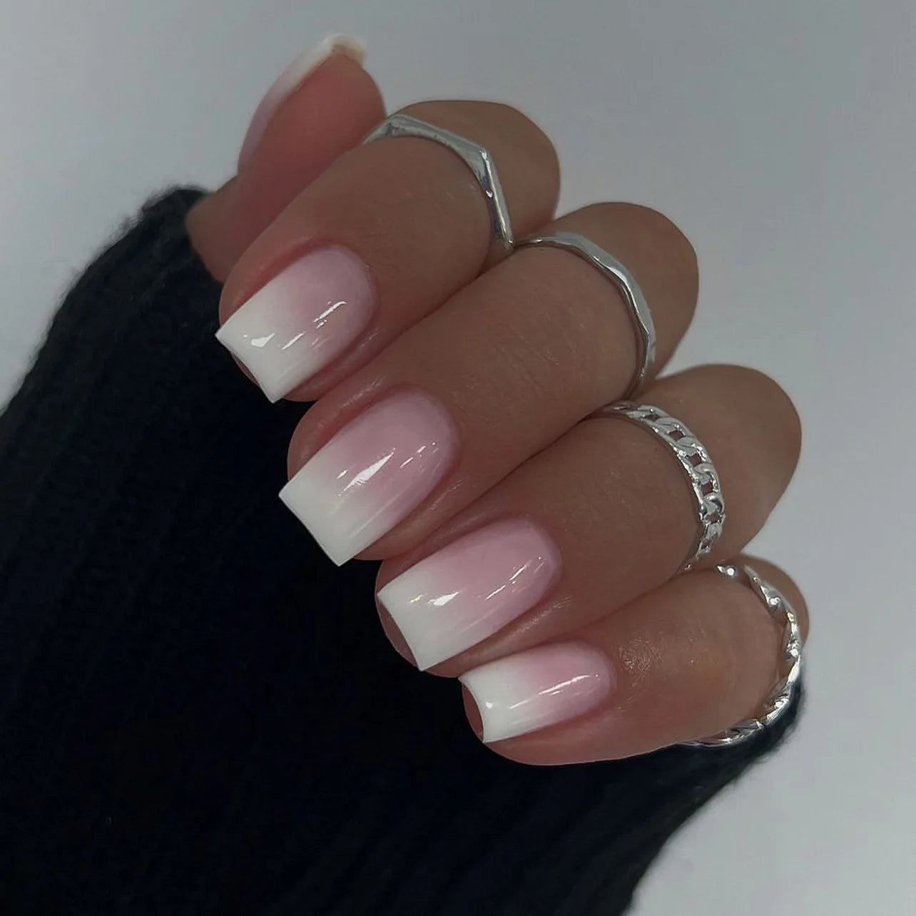 Blush French Glow – 24pcs Press-On Nail Kit (Square Tips, Jelly Glue Included)