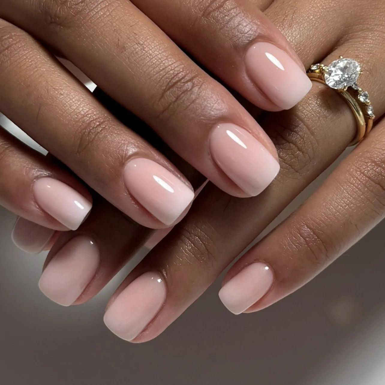 Blush French Glow – 24pcs Press-On Nail Kit (Square Tips, Jelly Glue Included)