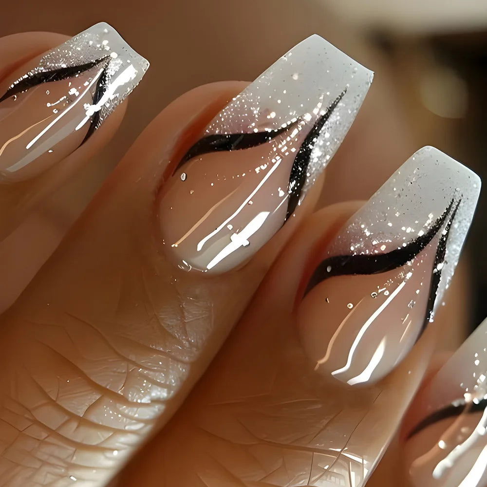 Blush French Glow – 24pcs Press-On Nail Kit (Square Tips, Jelly Glue Included)