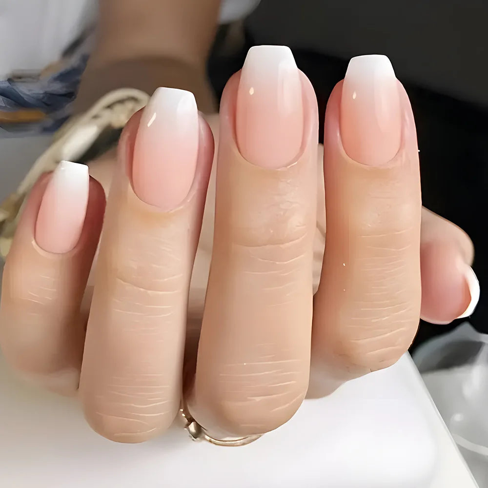 Blush French Glow – 24pcs Press-On Nail Kit (Square Tips, Jelly Glue Included)
