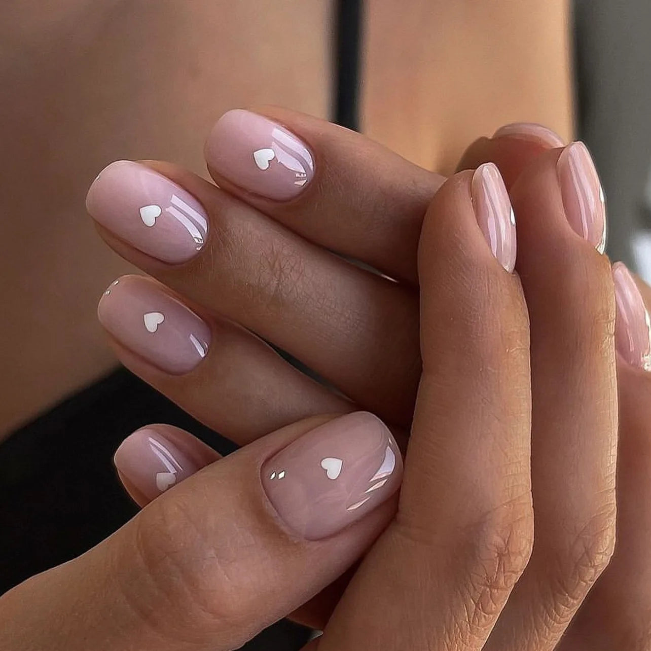 Blush French Glow – 24pcs Press-On Nail Kit (Square Tips, Jelly Glue Included)