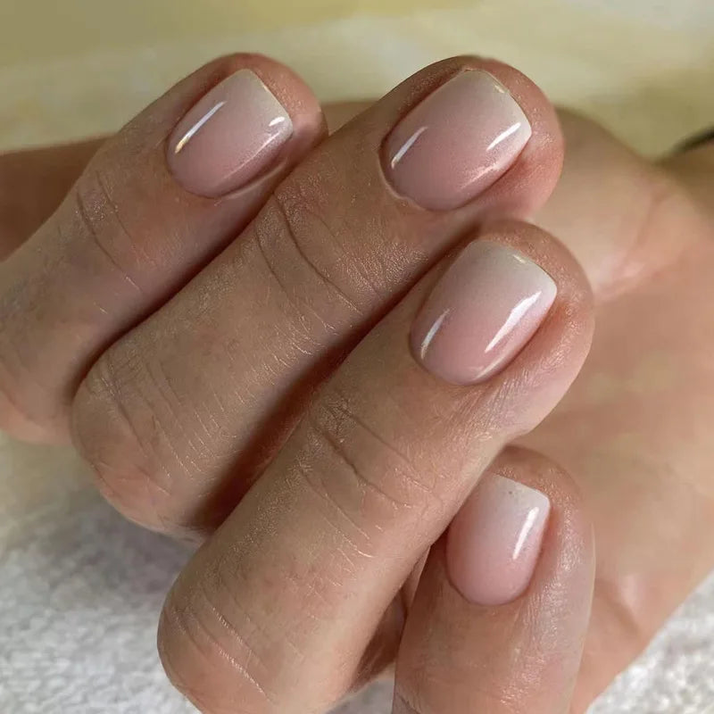 Blush French Glow – 24pcs Press-On Nail Kit (Square Tips, Jelly Glue Included)