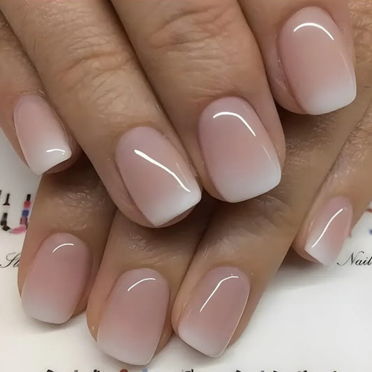 Blush French Glow – 24pcs Press-On Nail Kit (Square Tips, Jelly Glue Included)